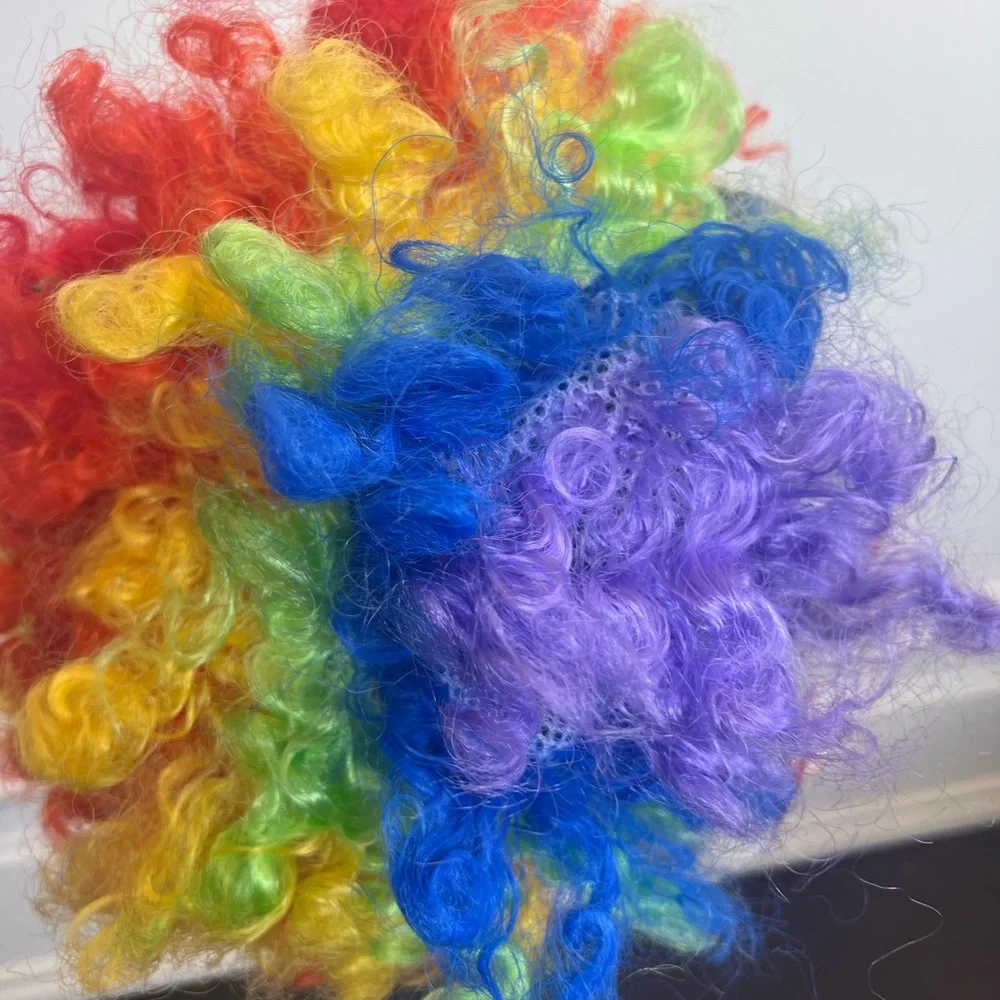 Halloween scary clown Mask with Rainbow Hair  high quality  one size